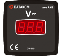 Вольтметр 1-фазный 72х72 Datakom DV-0101